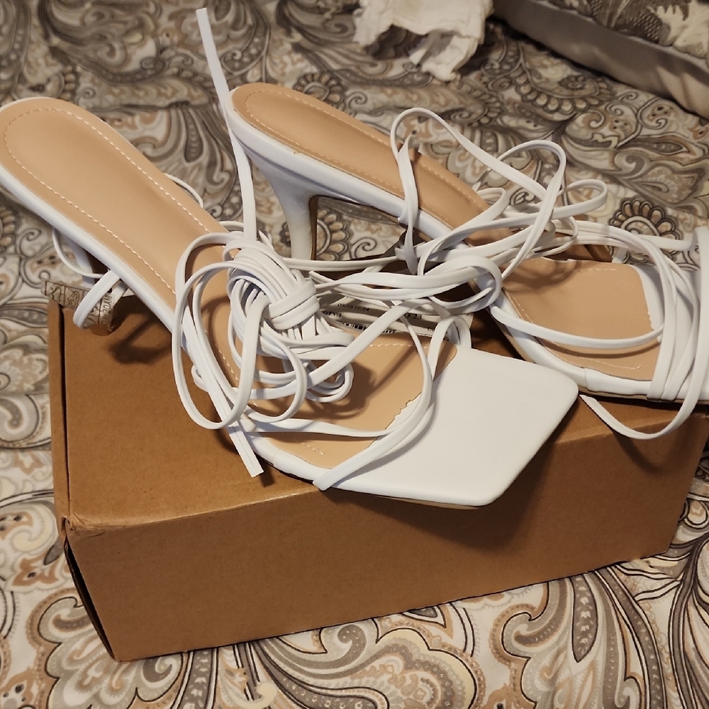 Elegant White Strappy Heels